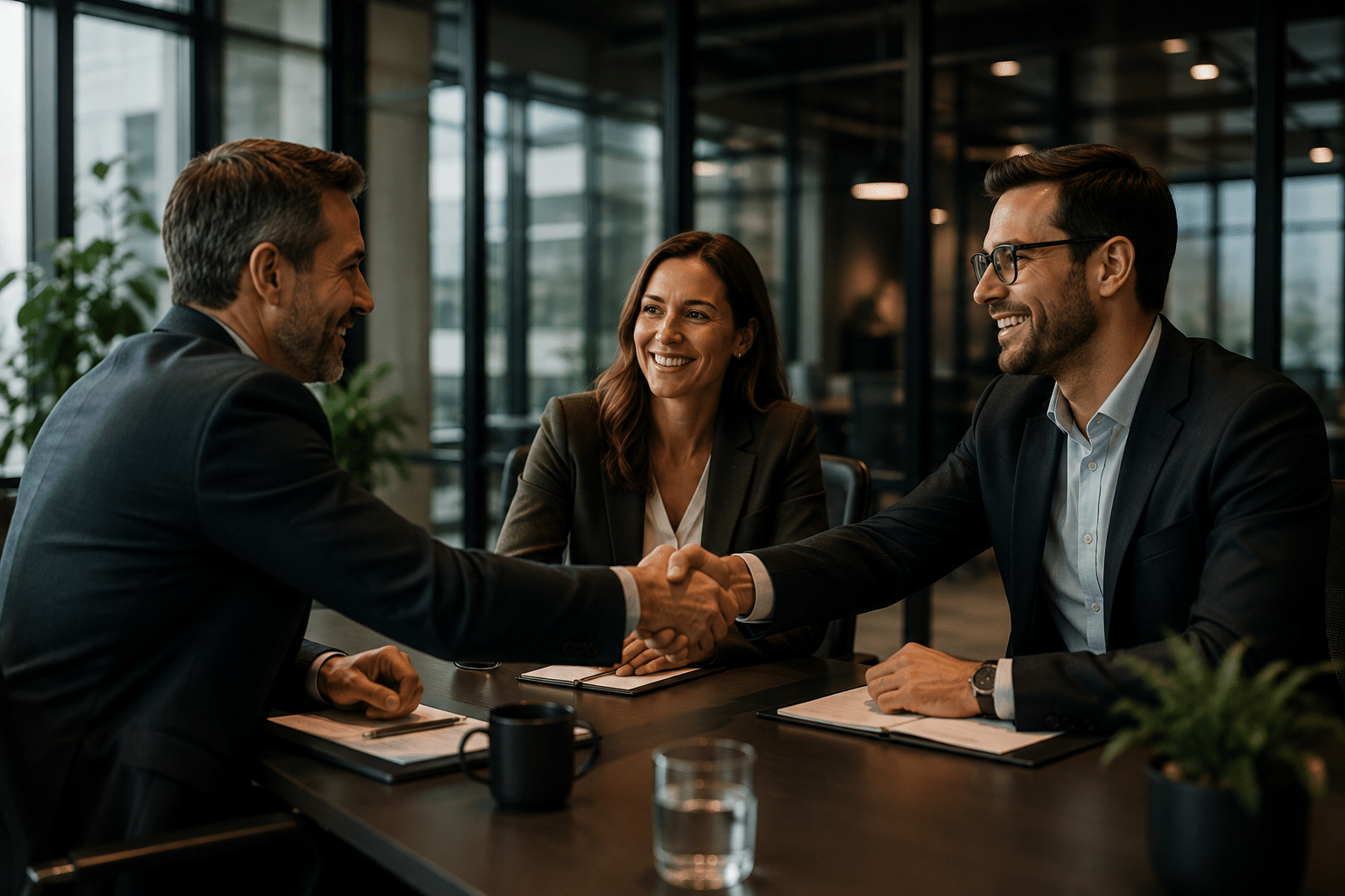 Two businesses meeting after an introduction.