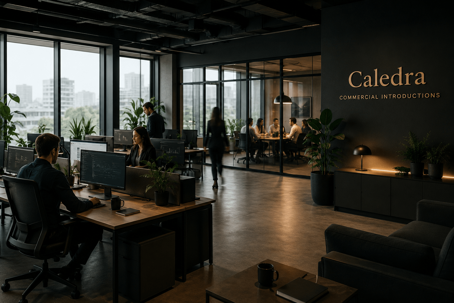 The Caledra office during a working day.
